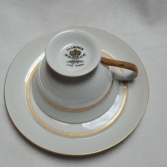 2 Teacups & Saucers Marquise by CLARIDGE - Japan - Vintage hard to find - Picture 10 of 13